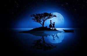 Romance in blue moon night