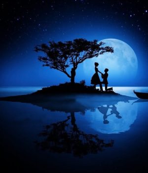 Romance in blue moon night