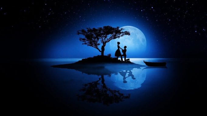 Romance in blue moon night