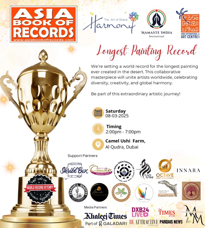 Attempting Asia Book of Records for the Longest Abstract Painting in the Desert